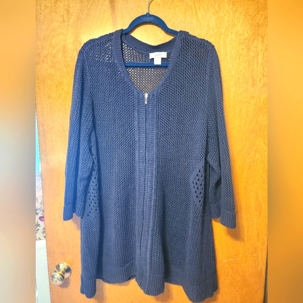 Zip front woven cardigan